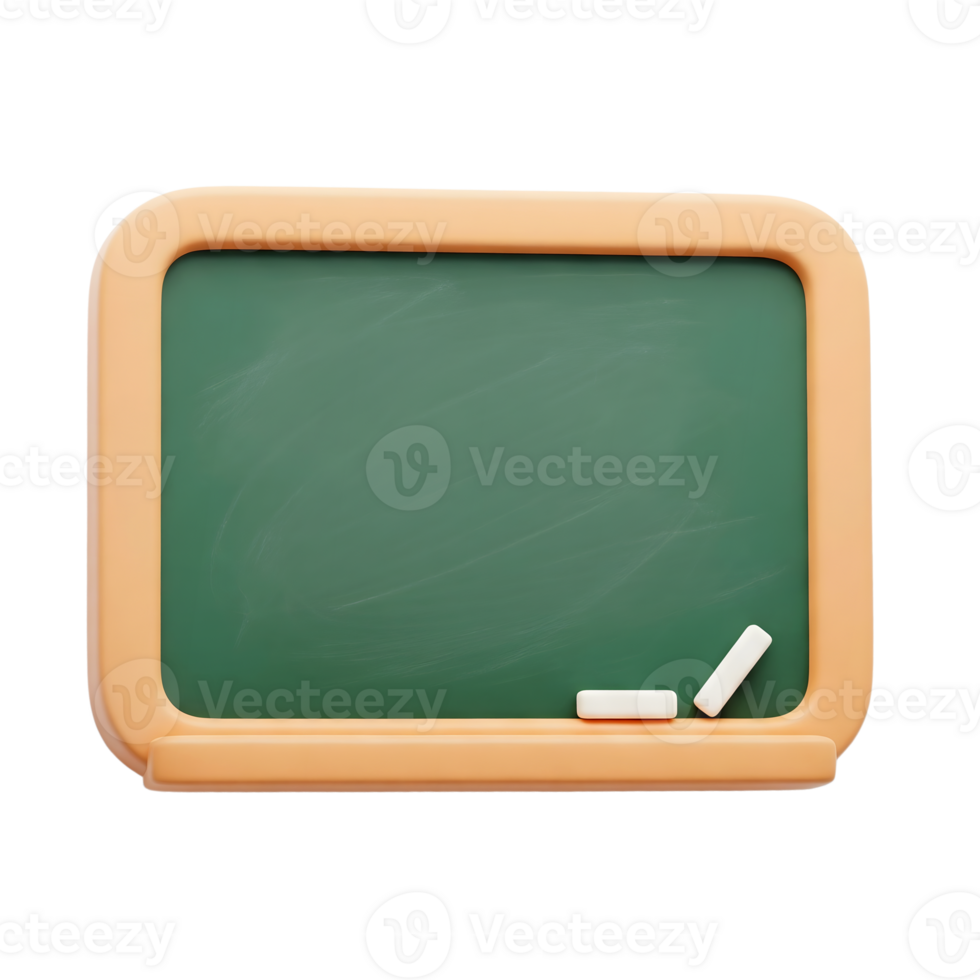 Blank green chalkboard minimalist 3D rendering soft and smooth renderer png