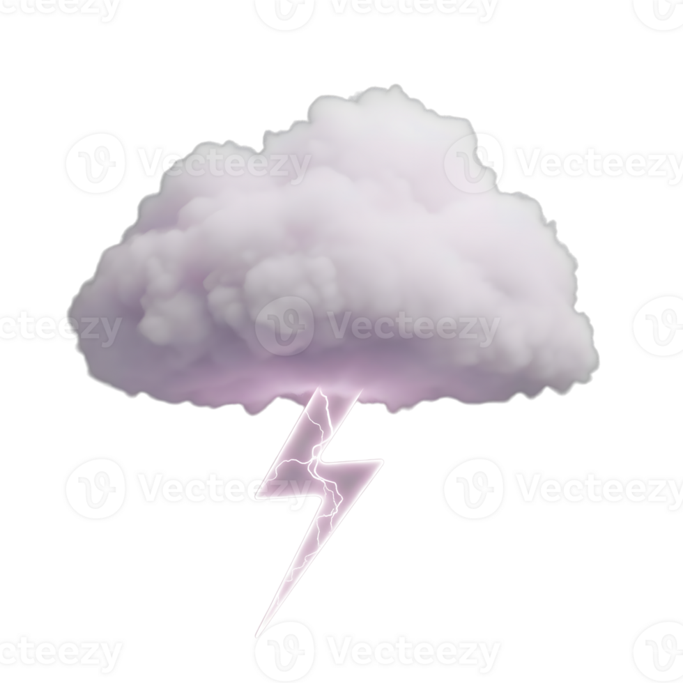 Cloud and lightning bolt minimalist 3D rendering in soft and smooth renderer png