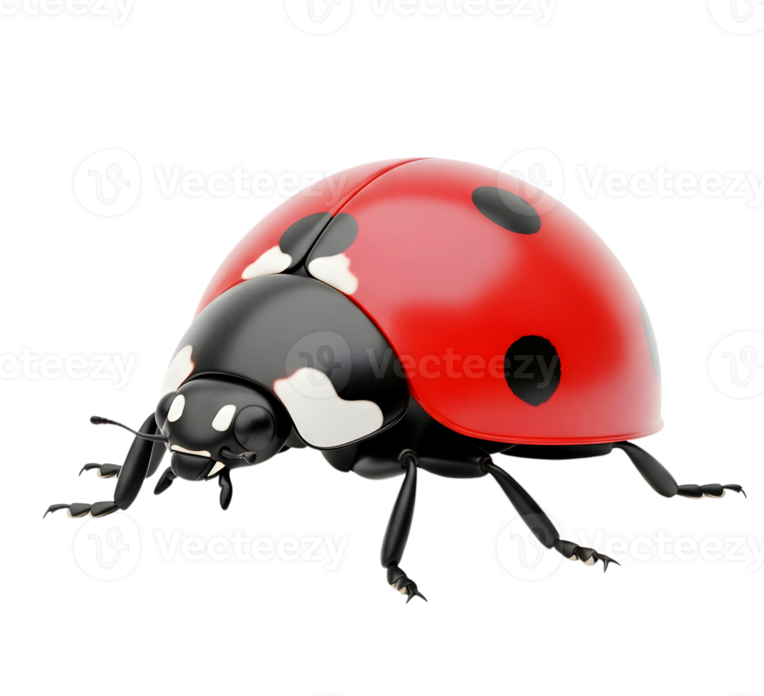 Red ladybug minimalist 3D rendering in soft and smooth renderer png