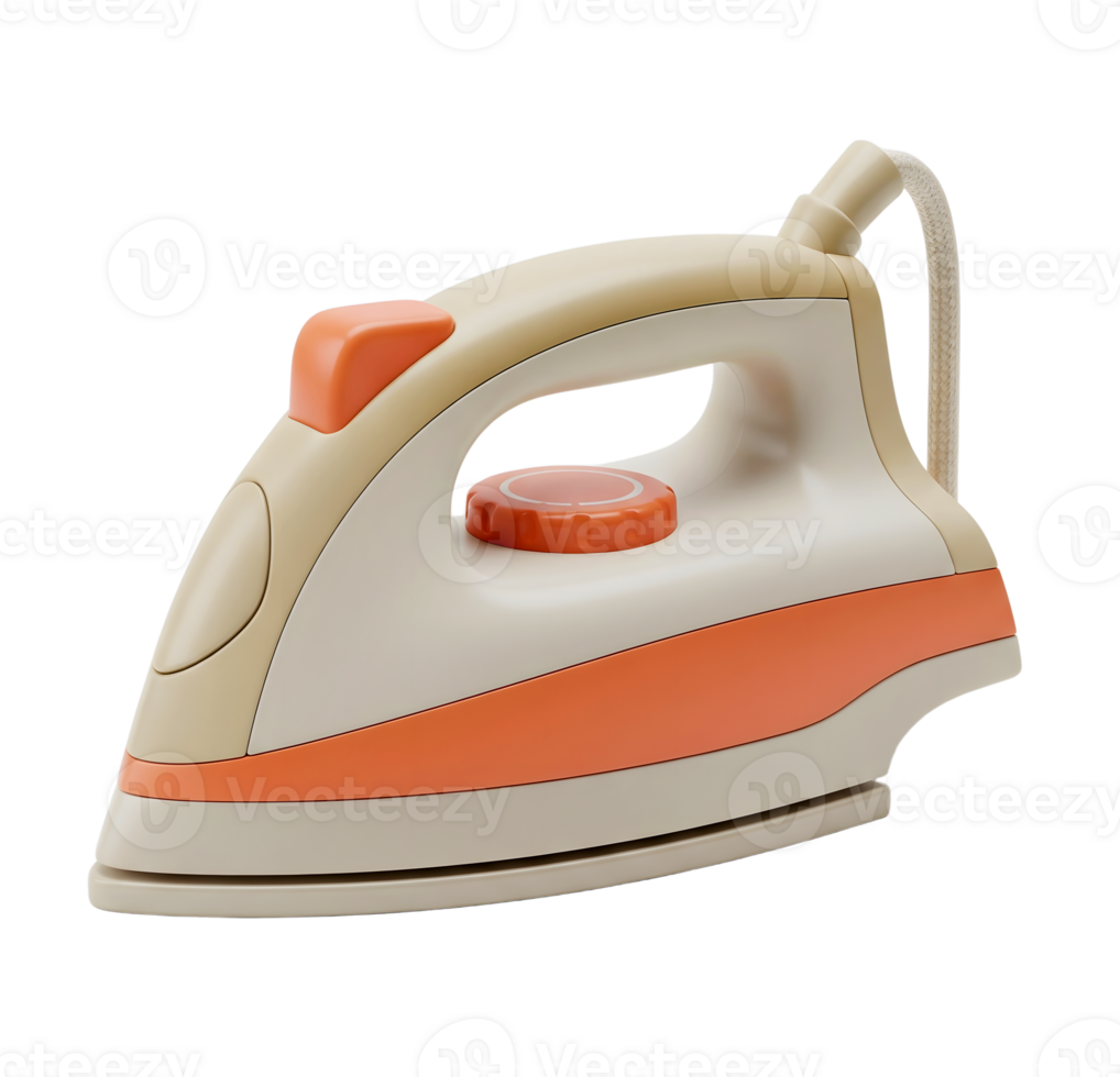 Clothes iron minimalist 3D rendering in a soft smooth renderer png