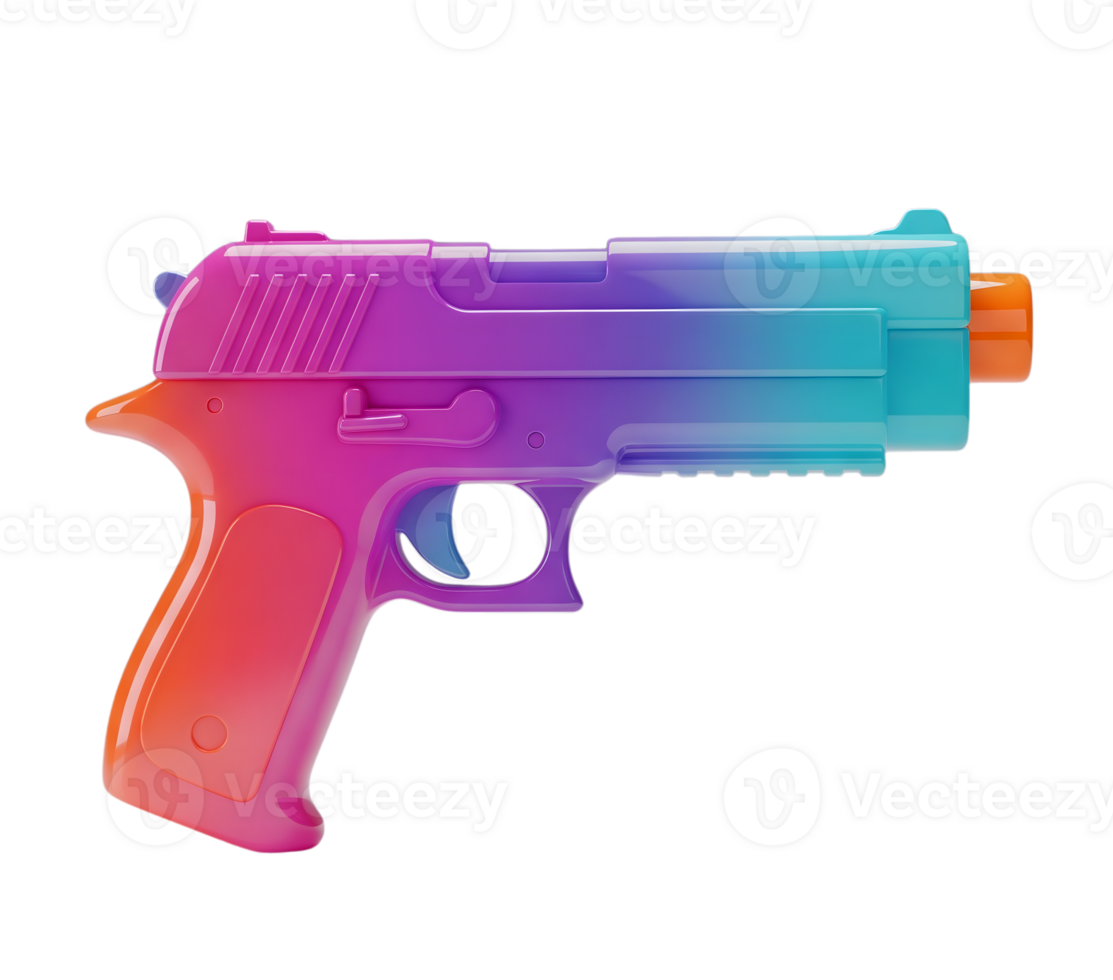 Toy pistol minimalist 3D rendering in a soft smooth renderer png