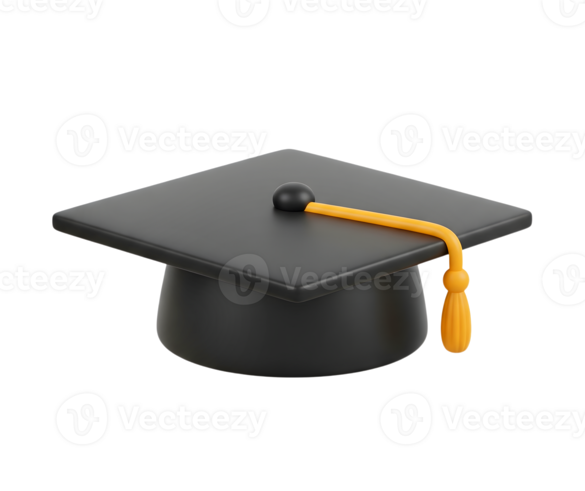 Graduation cap minimalist 3D rendering and smooth renderer png