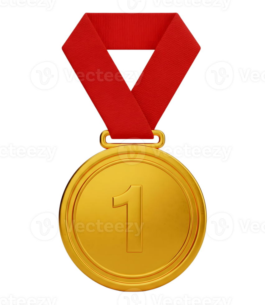 First place victory gold medal minimalist 3D rendering soft and smooth renderer png