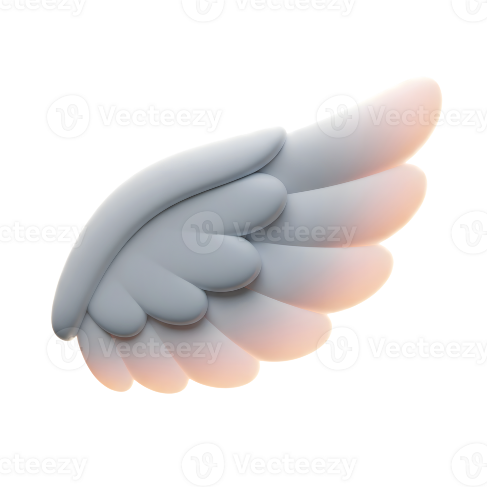 White Angel Wing Minimalist 3D Rendering in Soft And Smooth Renderer png