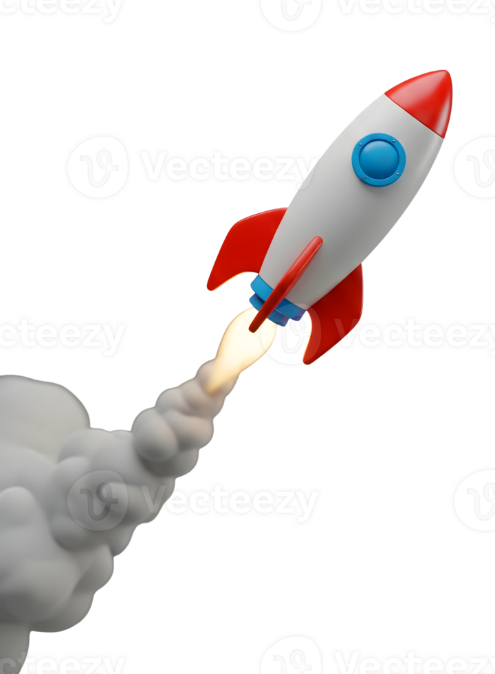 Rocket Launching into Space Minimalist 3D Rendering in Soft Renderer png