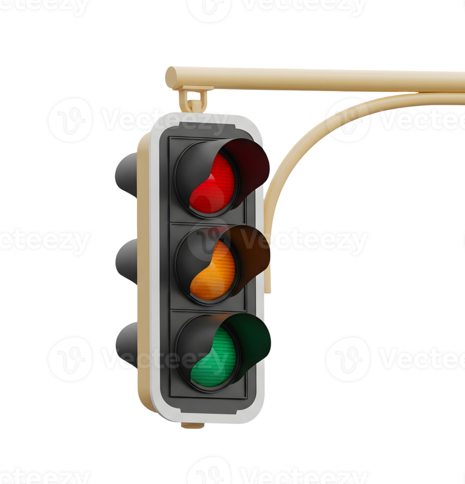 Hanging Traffic Light Minimalist 3D Rendering in Soft And Smooth Renderer png