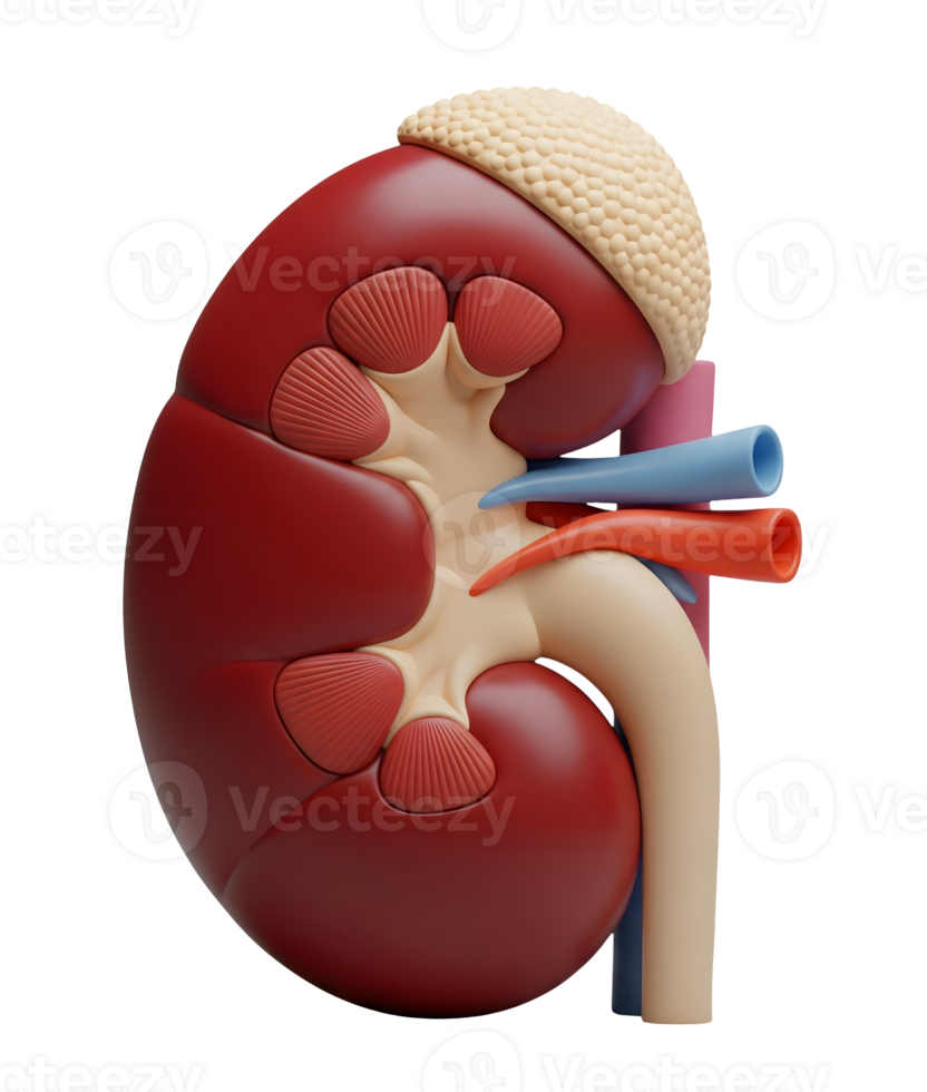 Anatomical Model of Human Kidney Minimalist 3D Rendering in Soft And Smooth Renderer png