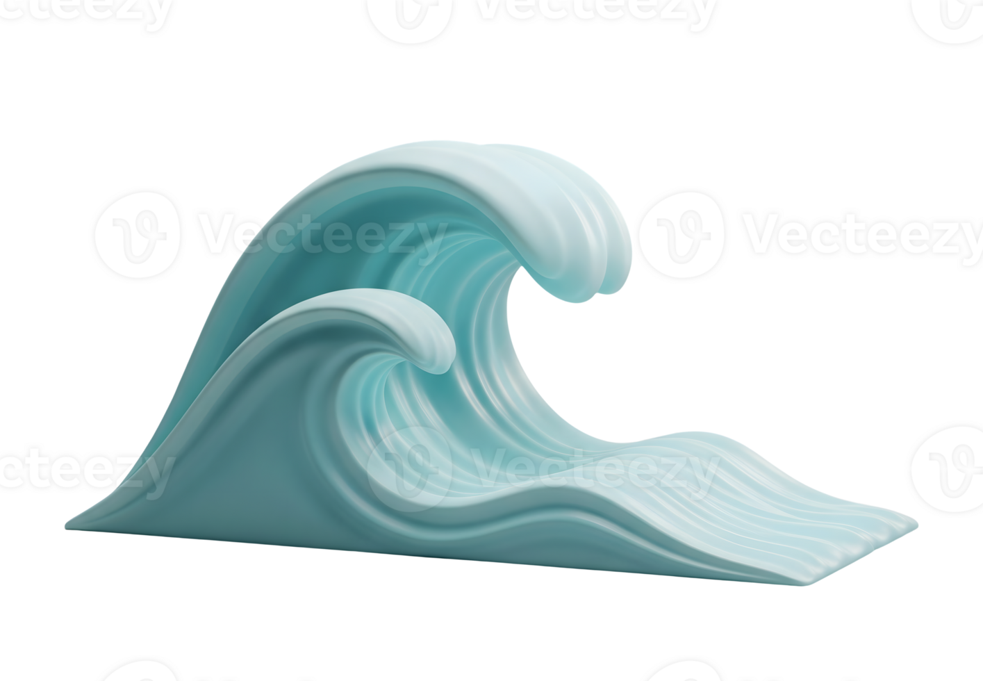 Stylized Ocean Wave Minimalist 3D Rendering in a Soft And Smooth Renderer png