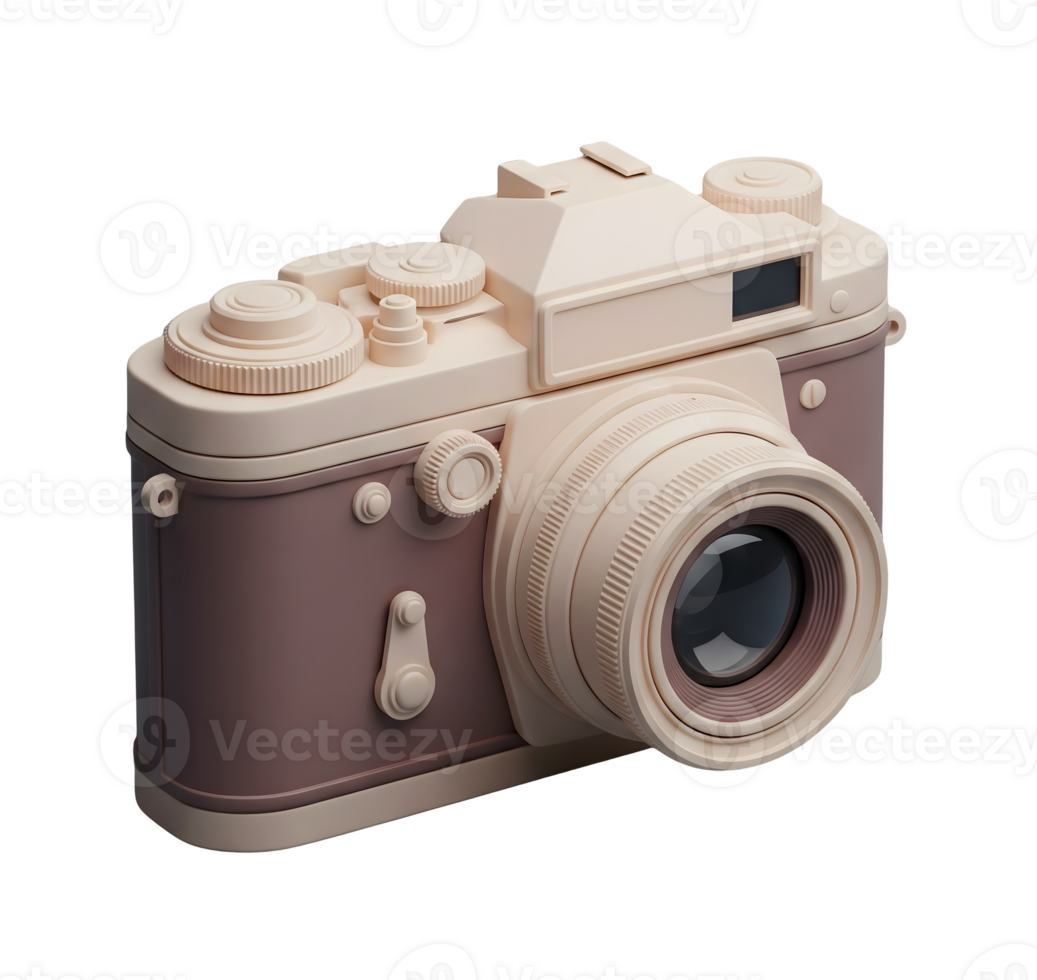 Vintage Film Camera Minimalist 3D Rendering in Soft And Smooth Renderer png