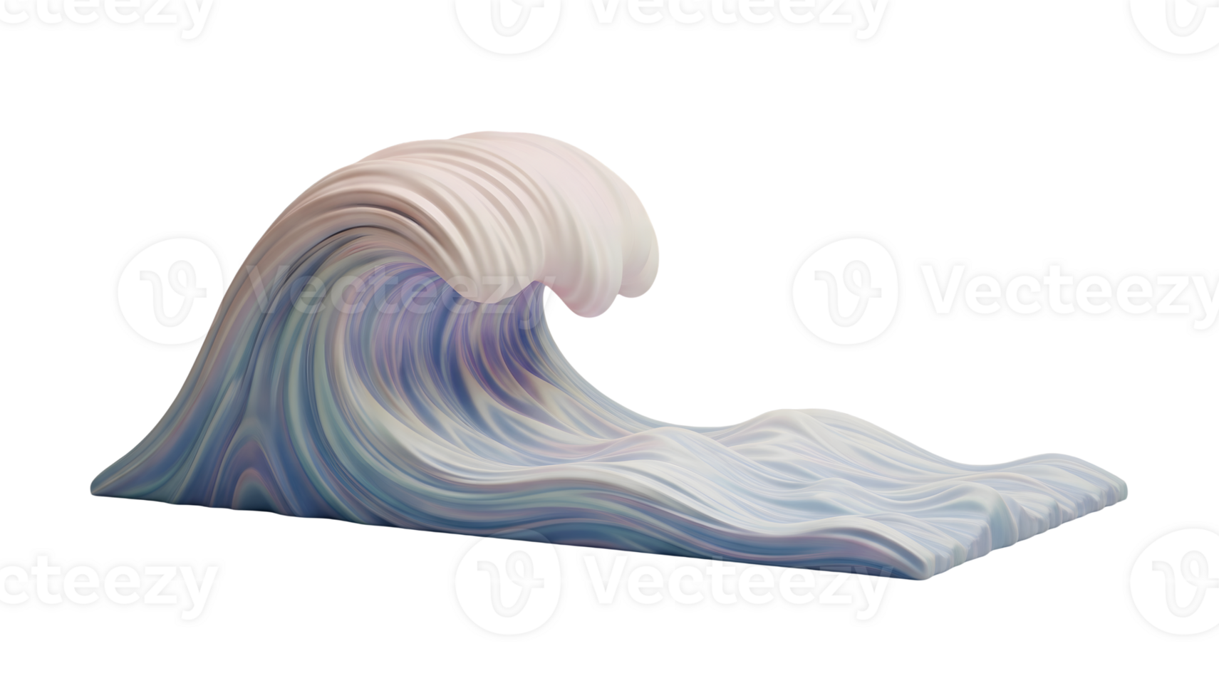 Stylized Ocean Wave Minimalist 3D Rendering in Soft Smooth Renderer png