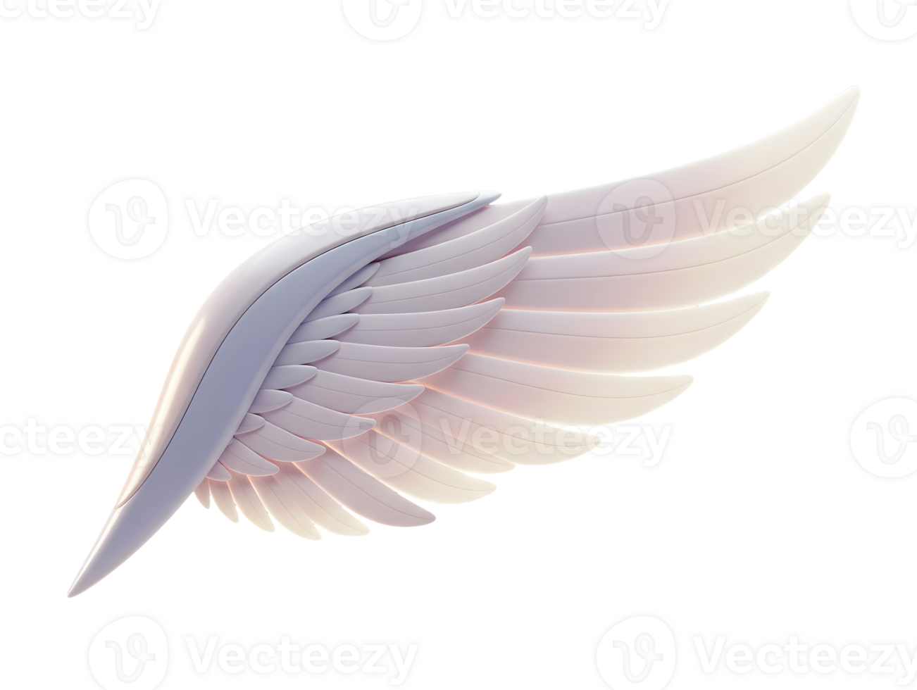 White Angel Wing Minimalist 3D Rendering in a Soft Smooth Renderer png