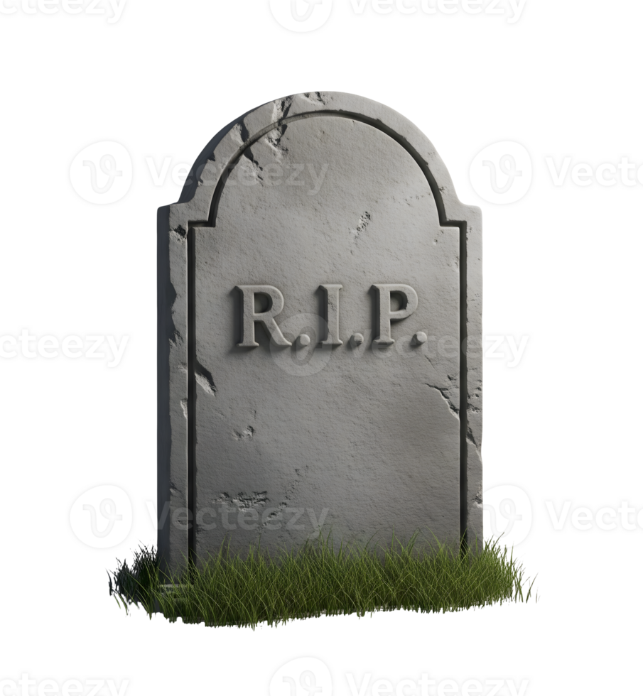 Gravestone with R.I.P. Inscription Minimalist 3D Rendering in a Soft And Smooth Renderer png