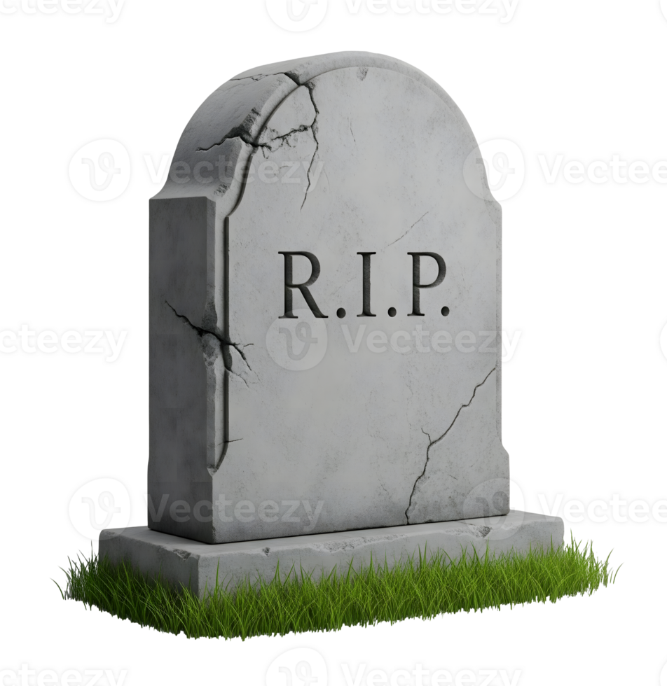 Gravestone with R.I.P. Inscription Minimalist 3D Rendering in Smooth Renderer png