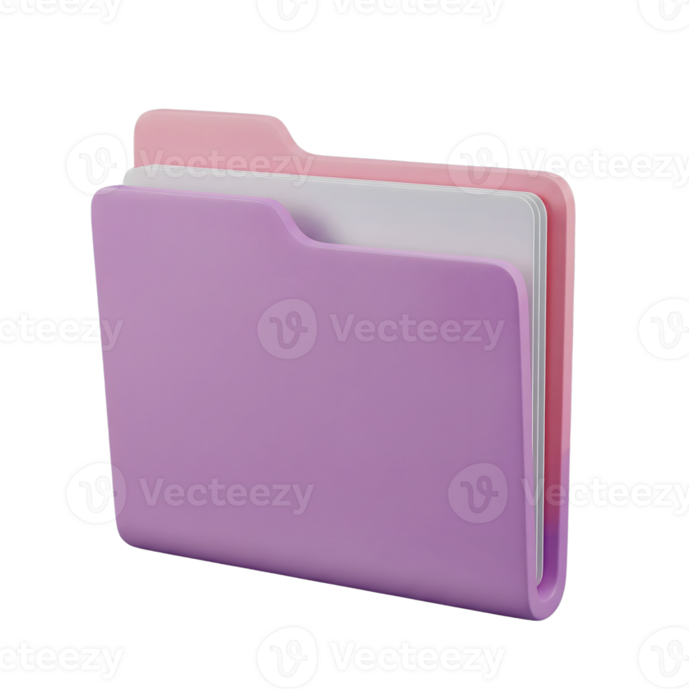 File Folder Icon Minimalist 3D Rendering in Soft And Smooth Renderer png