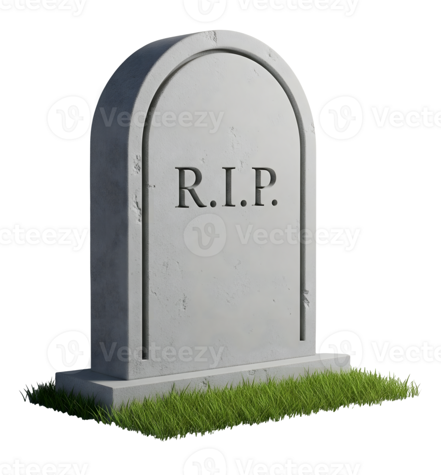 Gravestone with R.I.P. Inscription Minimalist 3D Rendering in Soft And Smooth Renderer png
