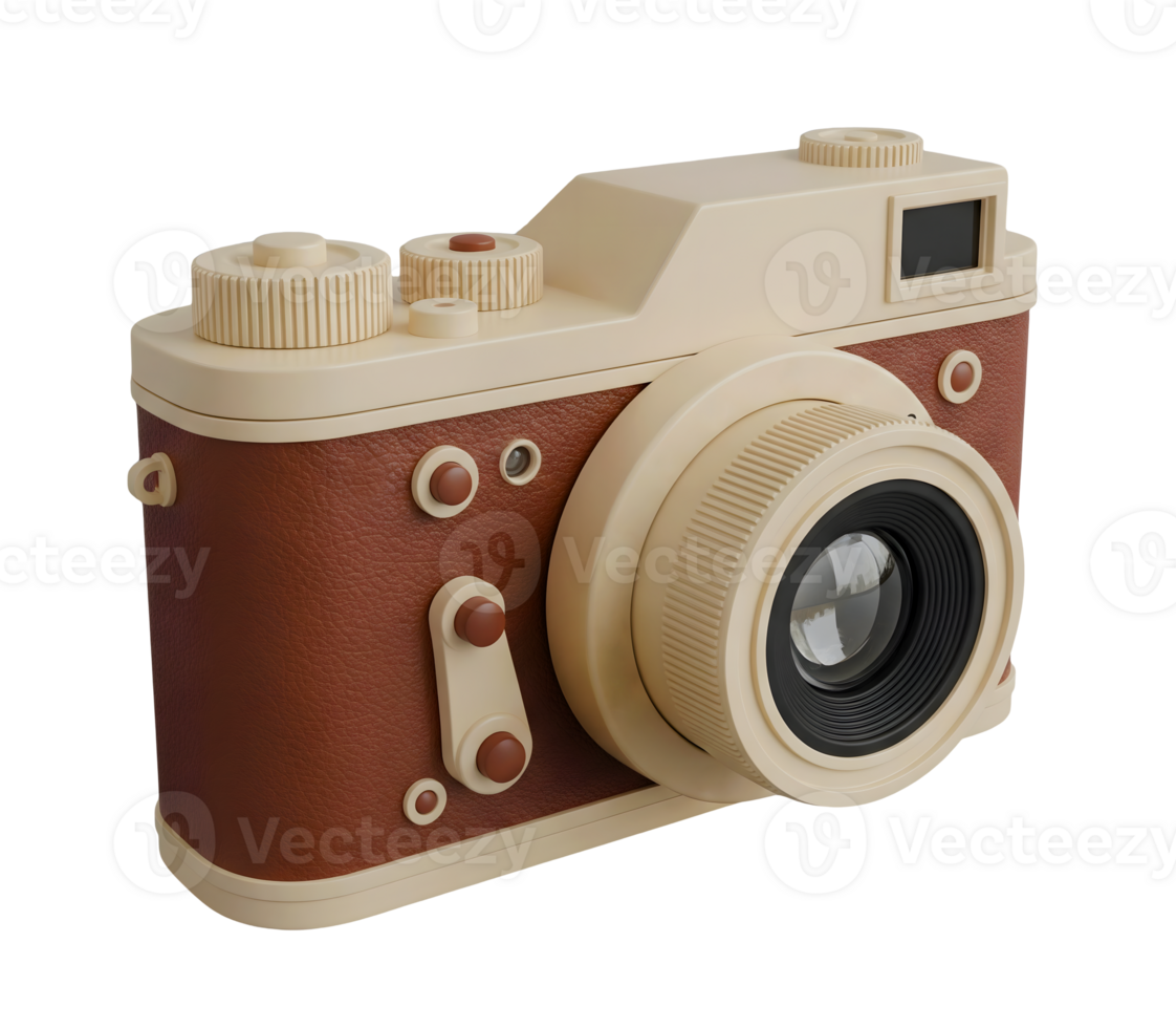 Vintage Film Camera Minimalist 3D Rendering in a Soft Smooth Renderer png