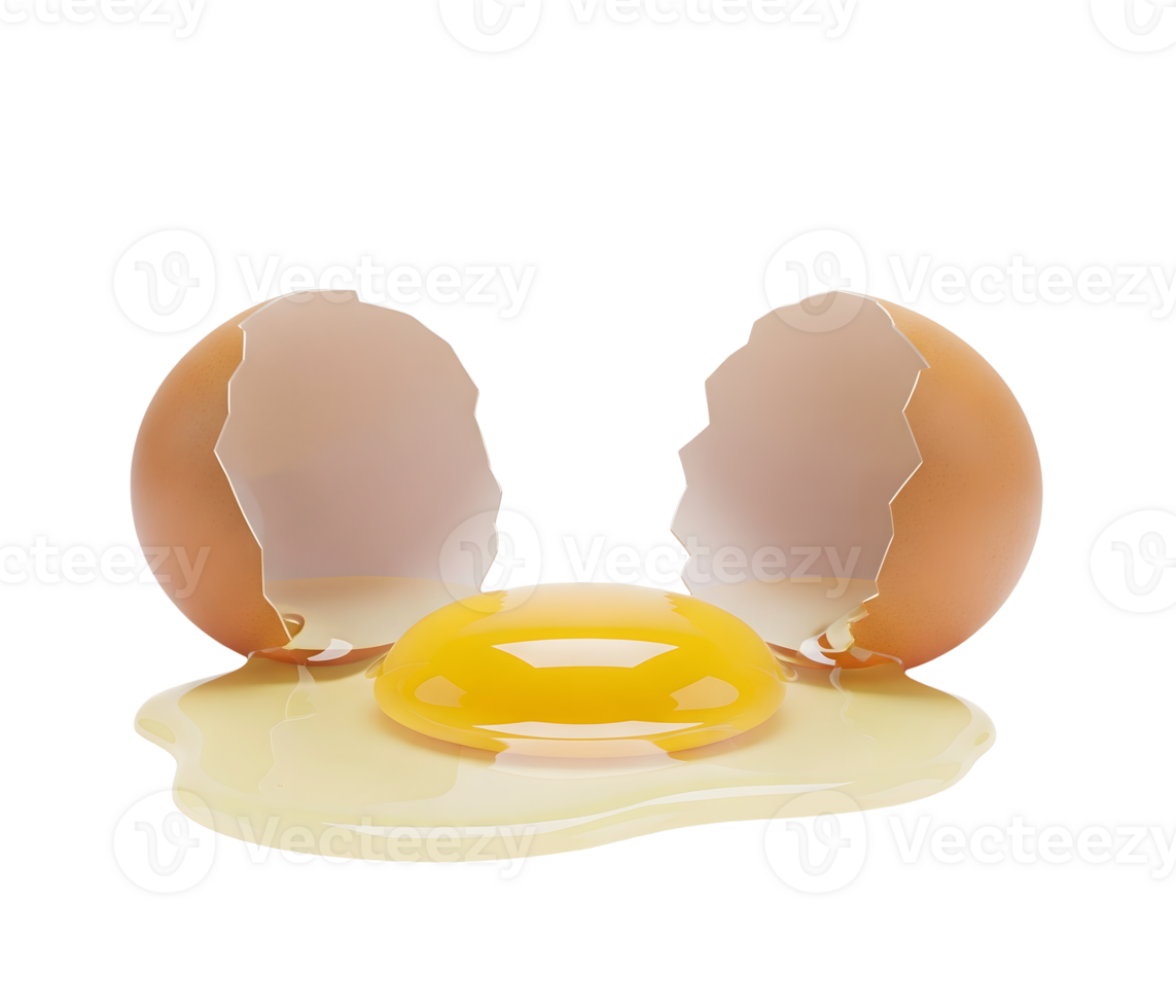 Cracked Egg with Yolk Minimalist 3D Rendering in Soft Renderer png