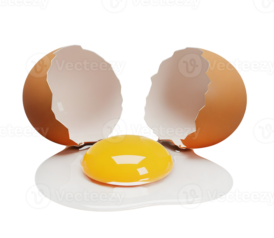 Cracked Egg with Yolk Minimalist 3D Rendering Soft And Smooth Renderer png