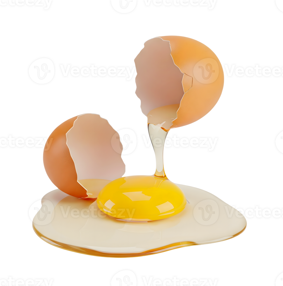 Cracked Egg with Yolk Minimalist 3D Rendering in Soft Smooth Renderer png