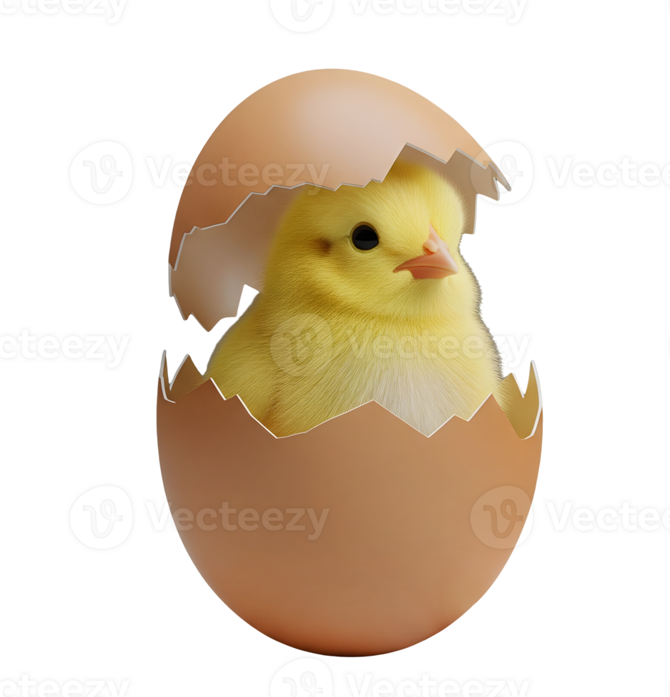 Cute Chick Hatching from an Egg Minimalist 3D Rendering in a Soft And Smooth Renderer png