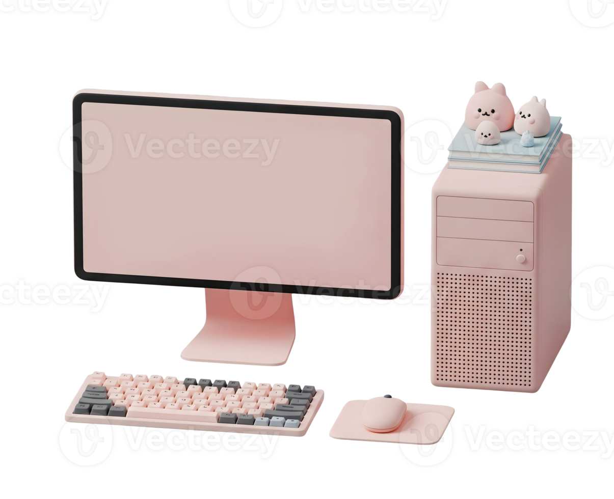 Desktop Computer minimalistisch 3d Rendern Sanft und glatt Renderer png