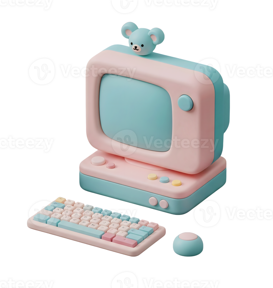 Desktop Computer minimalistisch 3d Rendern im glatt Renderer png