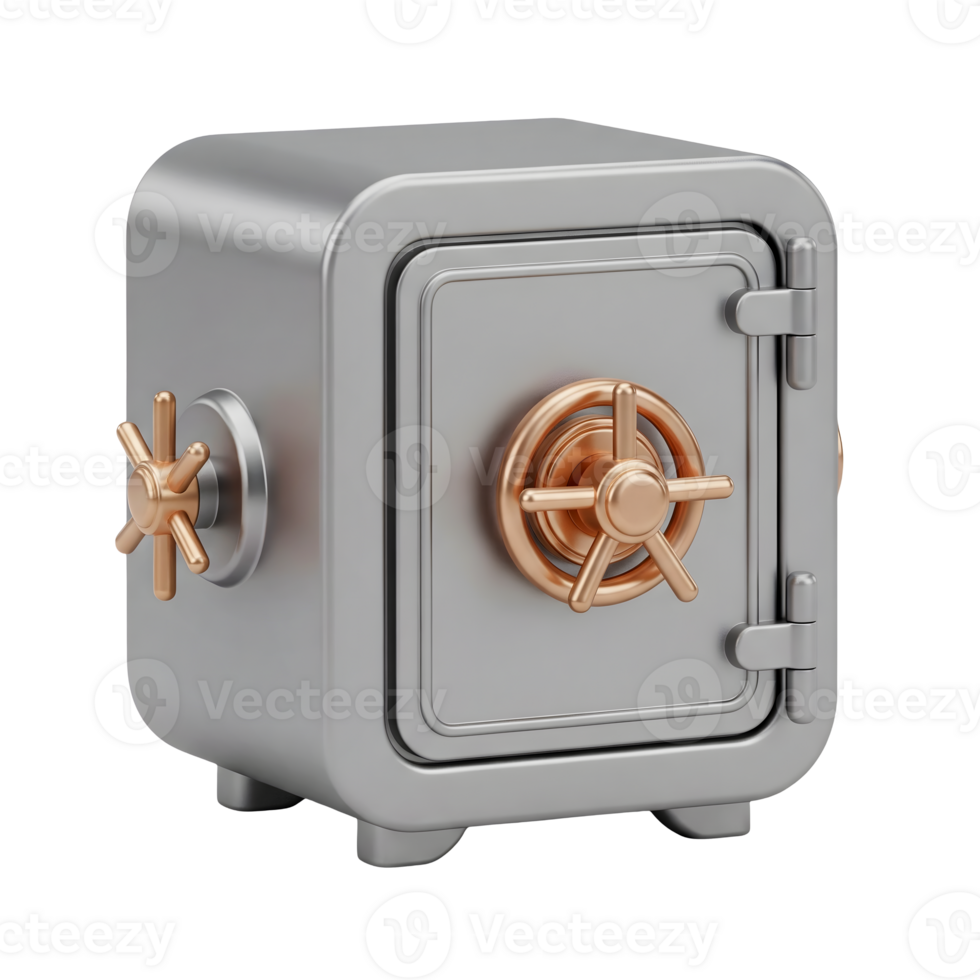 Closed Metal Safe Minimalist 3D Rendering in a Soft And Smooth Renderer png
