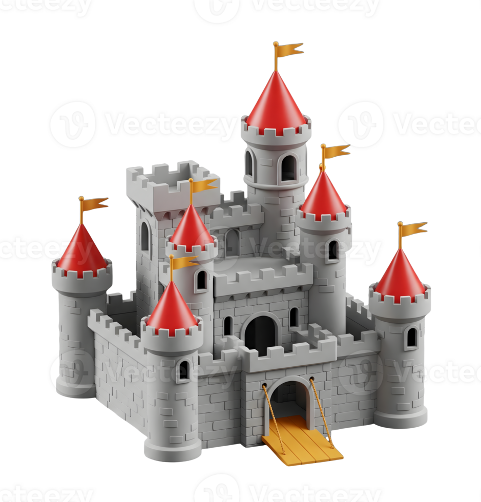 Fantasy Castle Minimalist 3D Rendering in a Soft And Smooth Renderer png