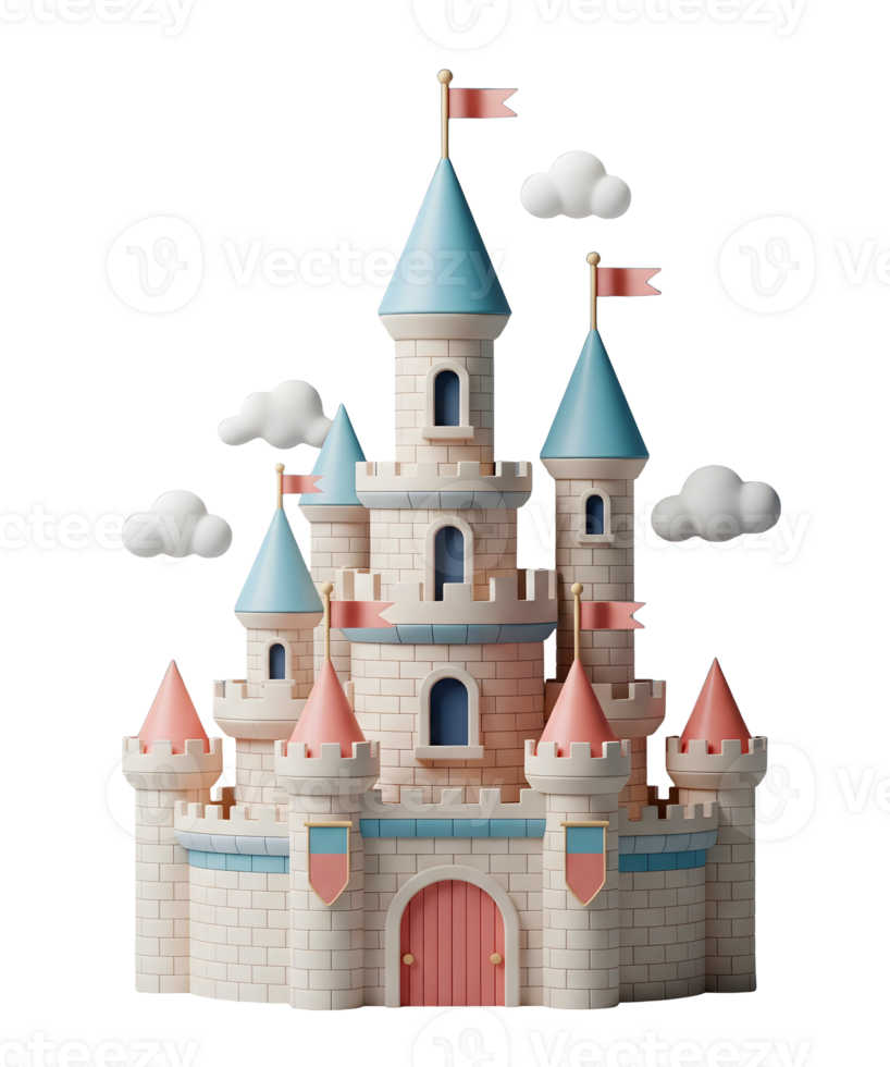 Fantasy Castle Minimalist 3D Rendering Smooth Renderer png