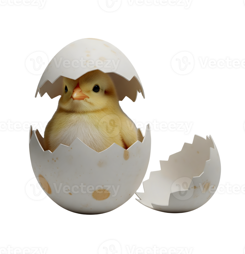 Cute Chick Hatching from an Egg Minimalist 3D Rendering in Soft And Smooth Renderer png