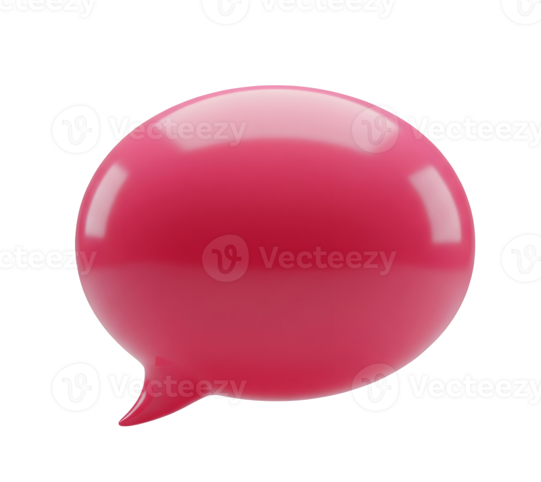 Red Speech Bubble Minimalist 3D Rendering in a Soft Smooth Renderer png