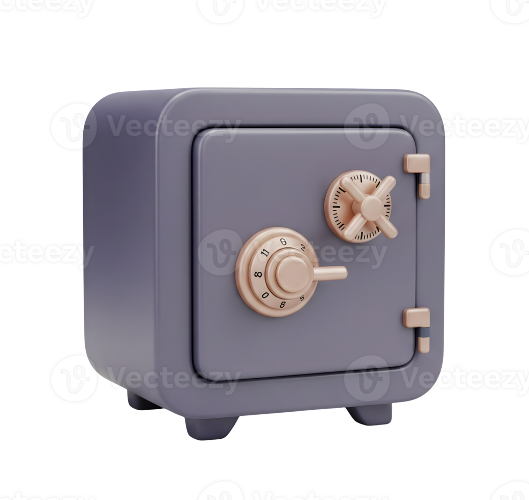 Closed Metal Safe Minimalist 3D Rendering And Smooth Renderer png
