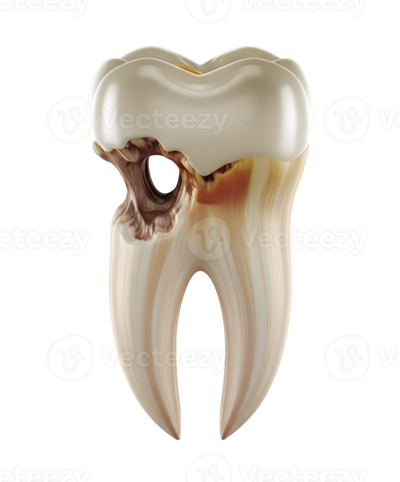 Decayed Molar with a Cavity Minimalist 3D Rendering in a Soft Smooth Renderer png