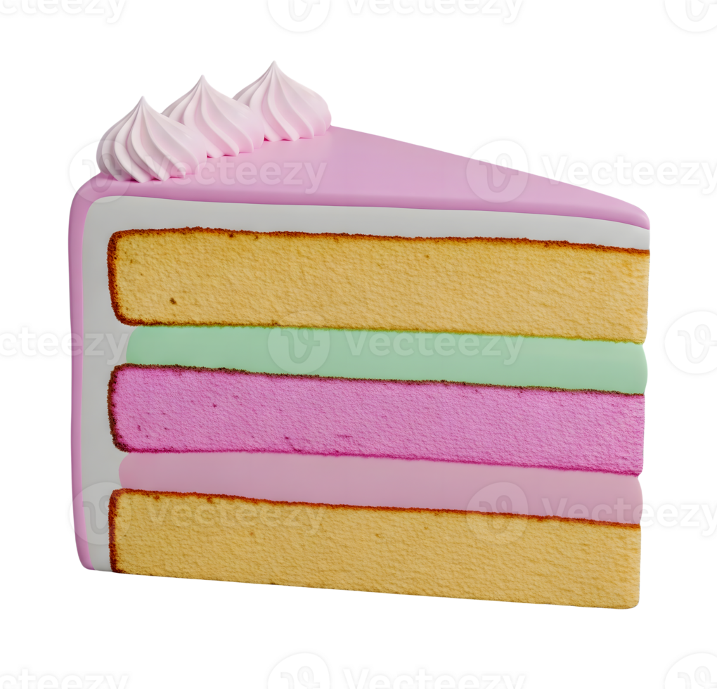 Colorful Layered Cake Slice Minimalist 3D Rendering in a Soft And Smooth Renderer png