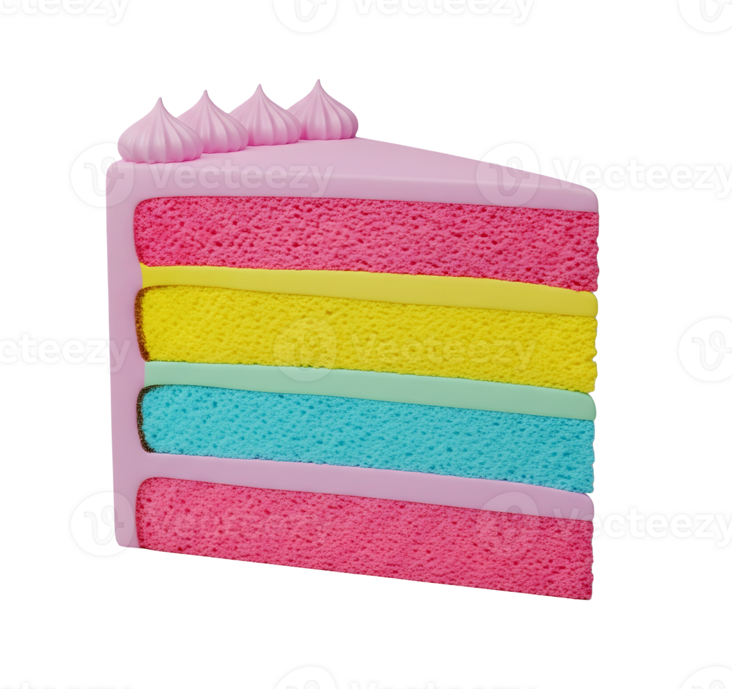 Colorful Layered Cake Slice Minimalist 3D Rendering And Smooth Renderer png
