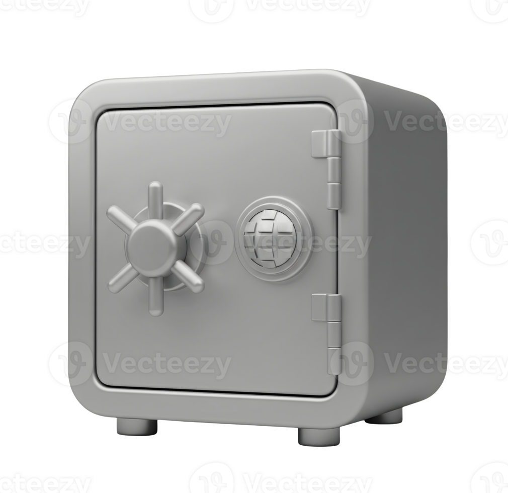 Closed Metal Safe Minimalist 3D Rendering Soft And Smooth Renderer png