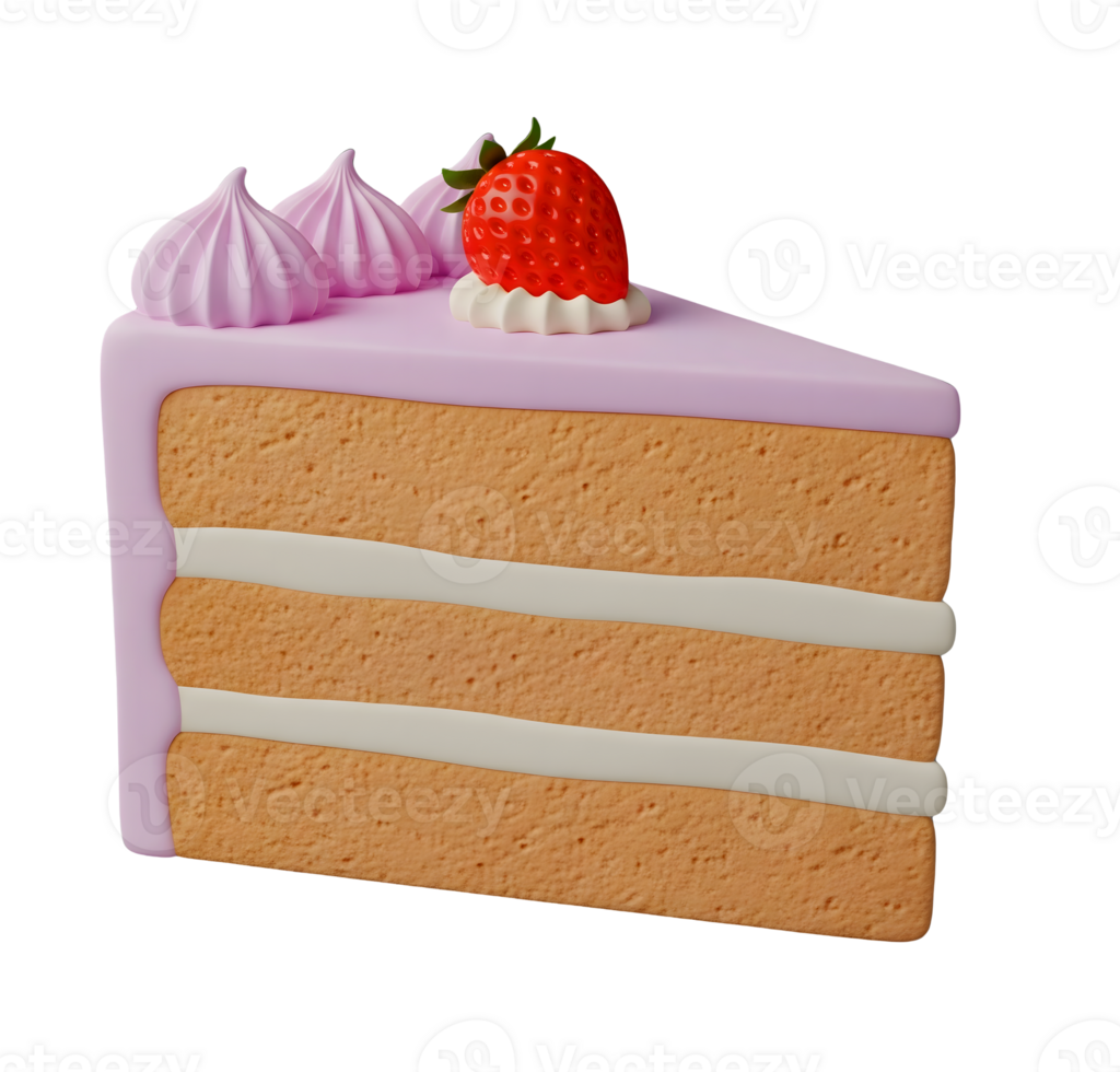 Colorful Layered Cake Slice Minimalist 3D Rendering in Smooth Renderer png