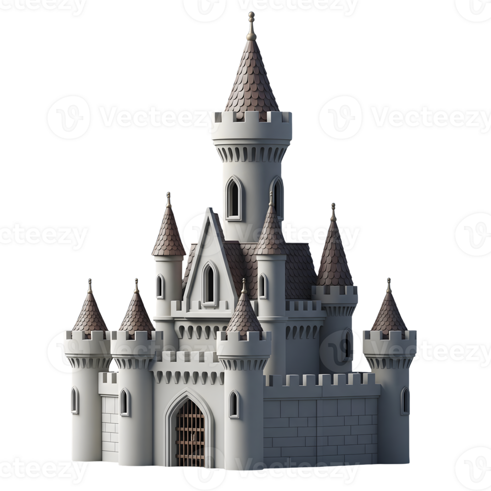 Fantasy Castle Minimalist 3D Rendering in Smooth Renderer png