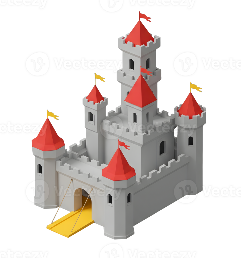 Fantasy Castle Minimalist 3D Rendering And Smooth Renderer png