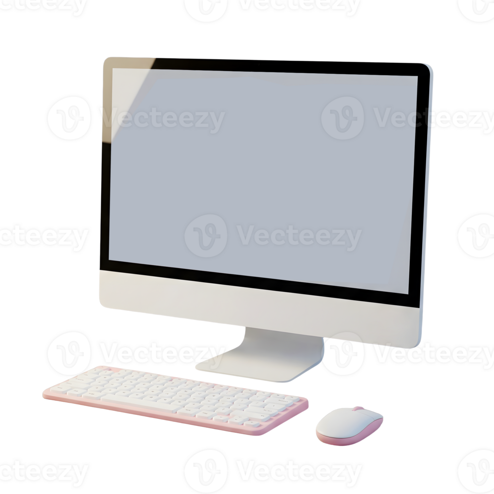 Desktop Computer minimalistisch 3d Rendern im Sanft und glatt Renderer png