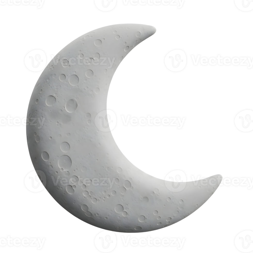 Crescent Moon Minimalist 3D Rendering in a Soft And Smooth Renderer png