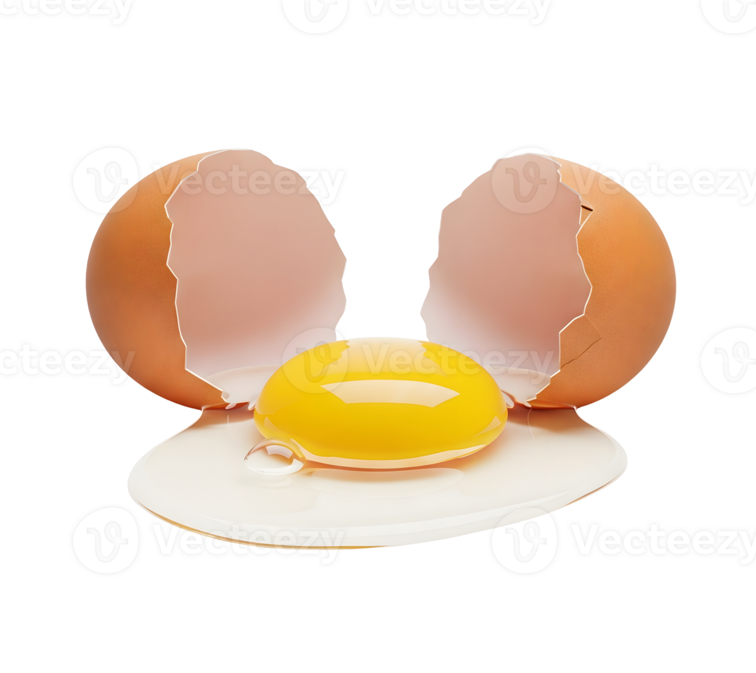 Cracked Egg with Yolk Minimalist 3D Rendering in Soft And Smooth Renderer png