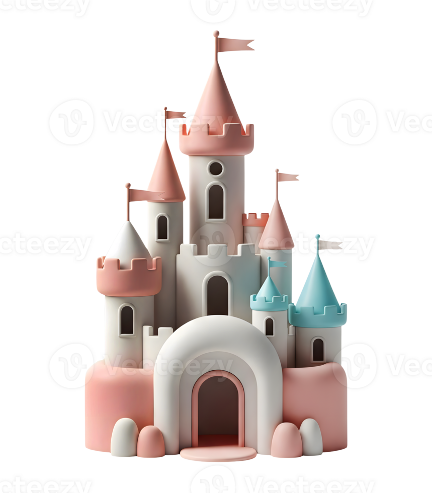 Fantasy Castle Minimalist 3D Rendering a Soft And Smooth Renderern png