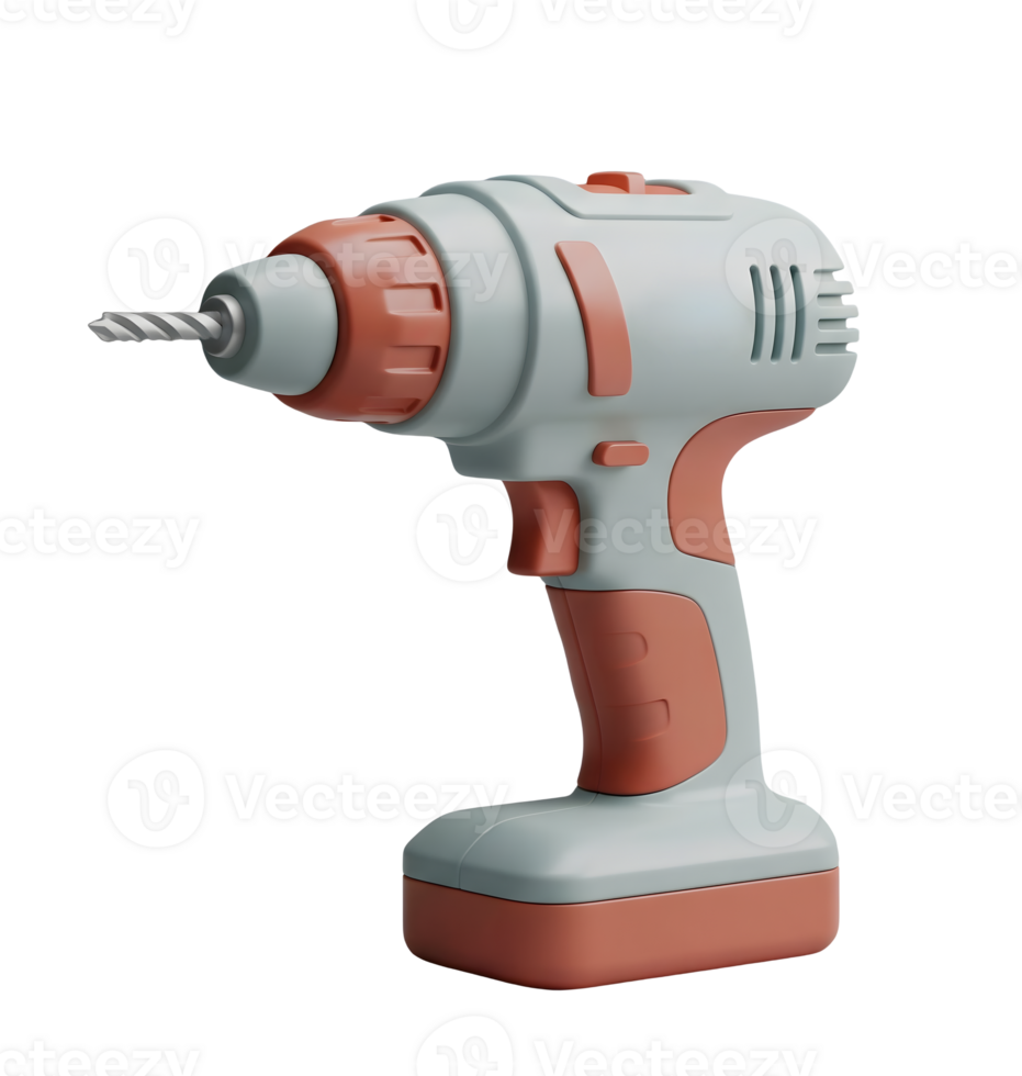Cordless Power Drill Minimalist 3D Rendering Smooth Renderer png