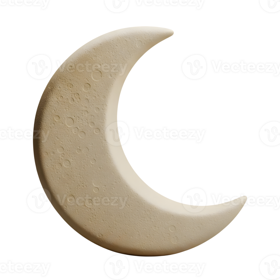 Crescent Moon Minimalist 3D Rendering in Soft And Smooth Renderer png