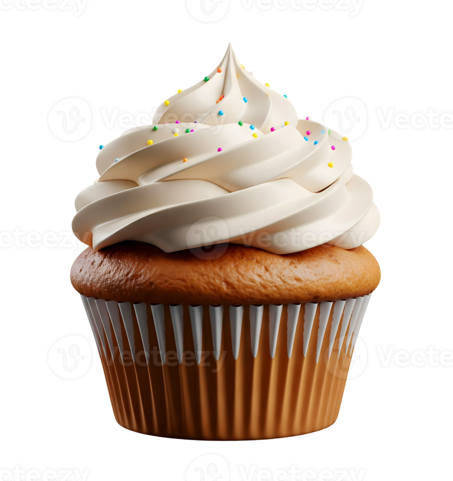 Vanilla Cupcake Minimalist 3D Rendering in a Soft And Smooth Renderer png