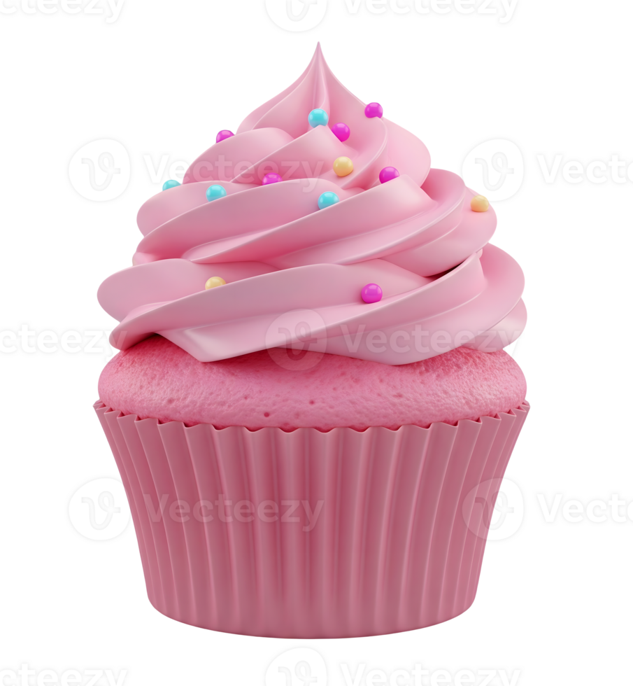Pink Cupcake Minimalist 3D Rendering in a Smooth Renderer png