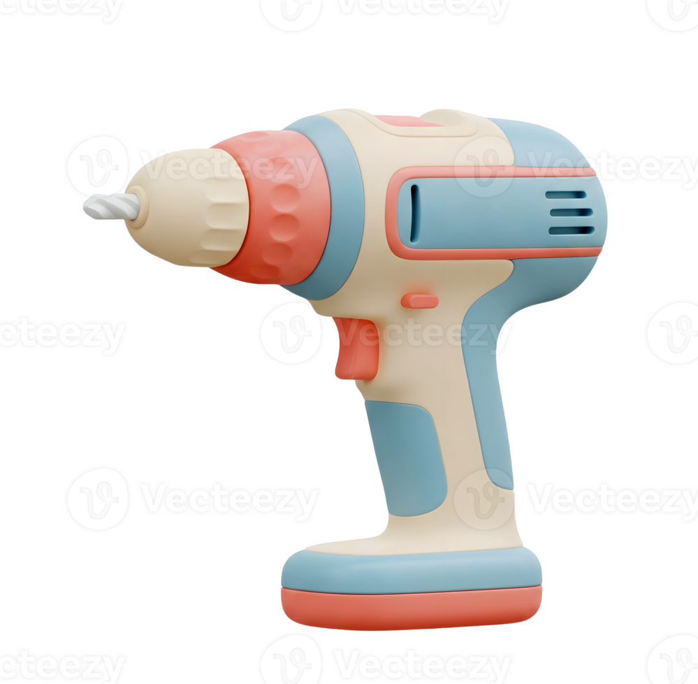 Cordless Power Drill Minimalist 3D Rendering in a Smooth Renderer png