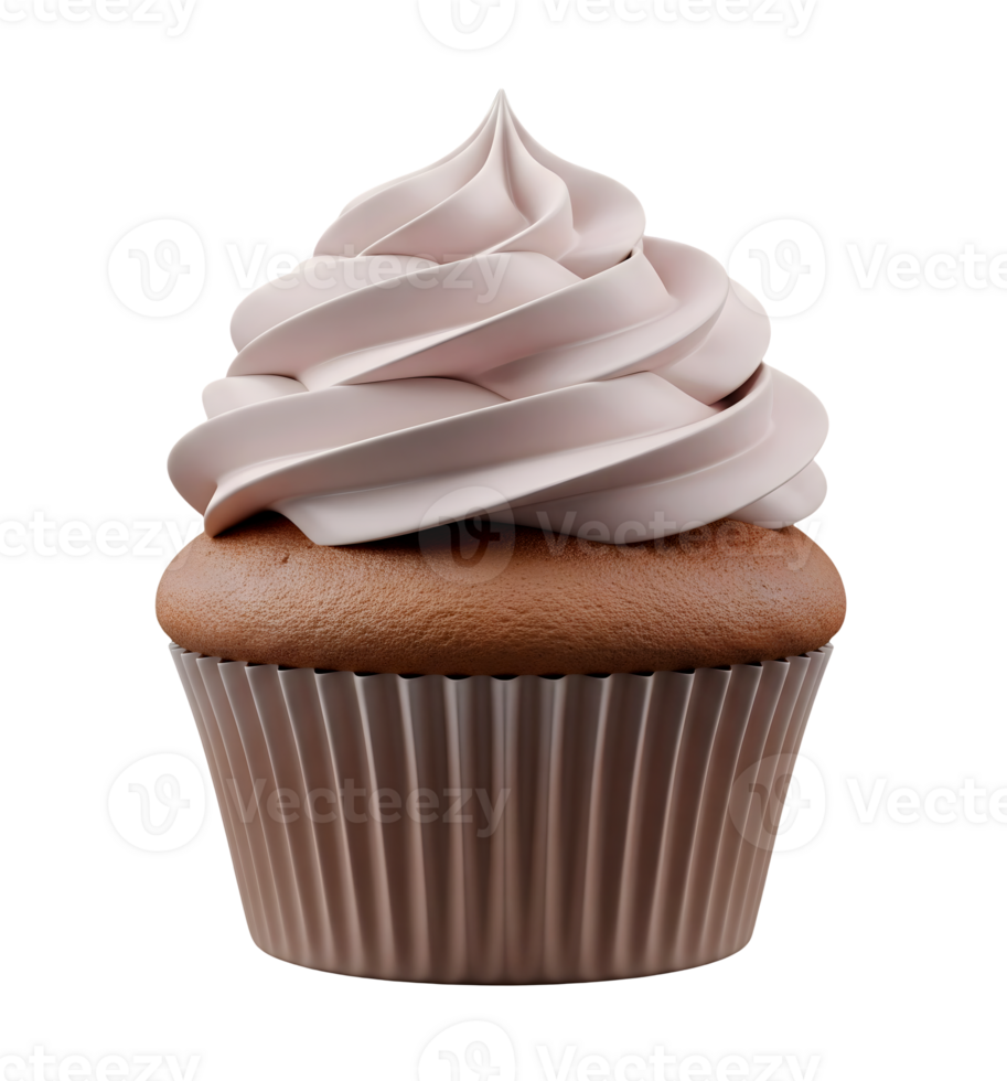 Vanilla Cupcake Minimalist 3D Rendering in a Soft Renderer png