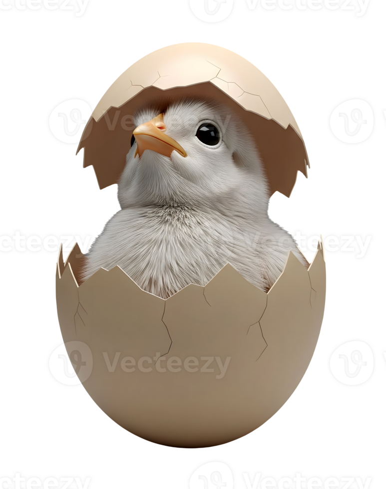 Cute Chick Hatching from an Egg Minimalist 3D Rendering And Smooth Renderer png